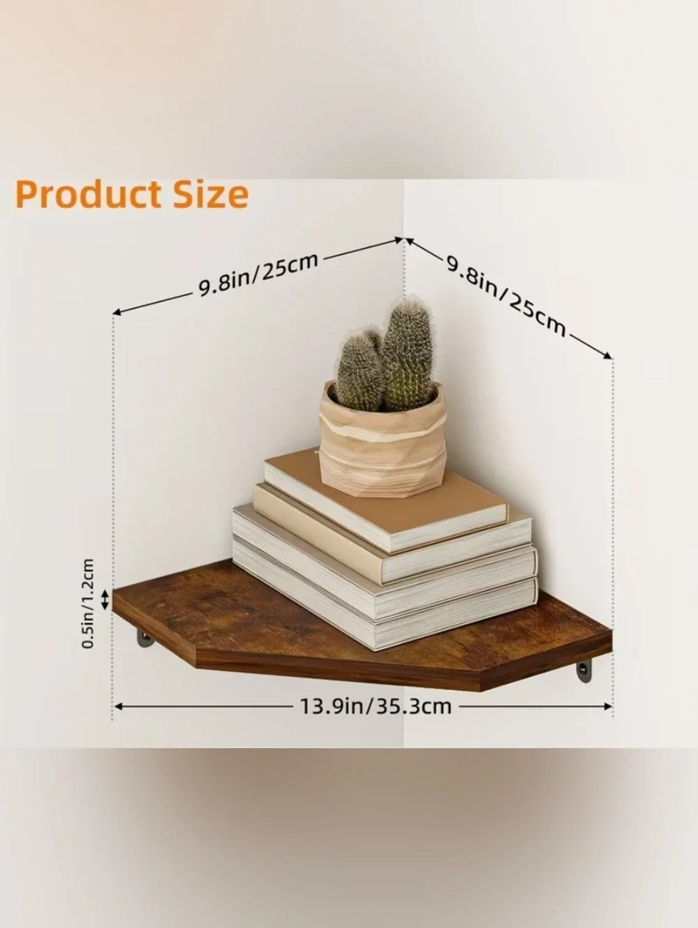 Brown Wood Corner Wall Display Shelves - 4 Pack